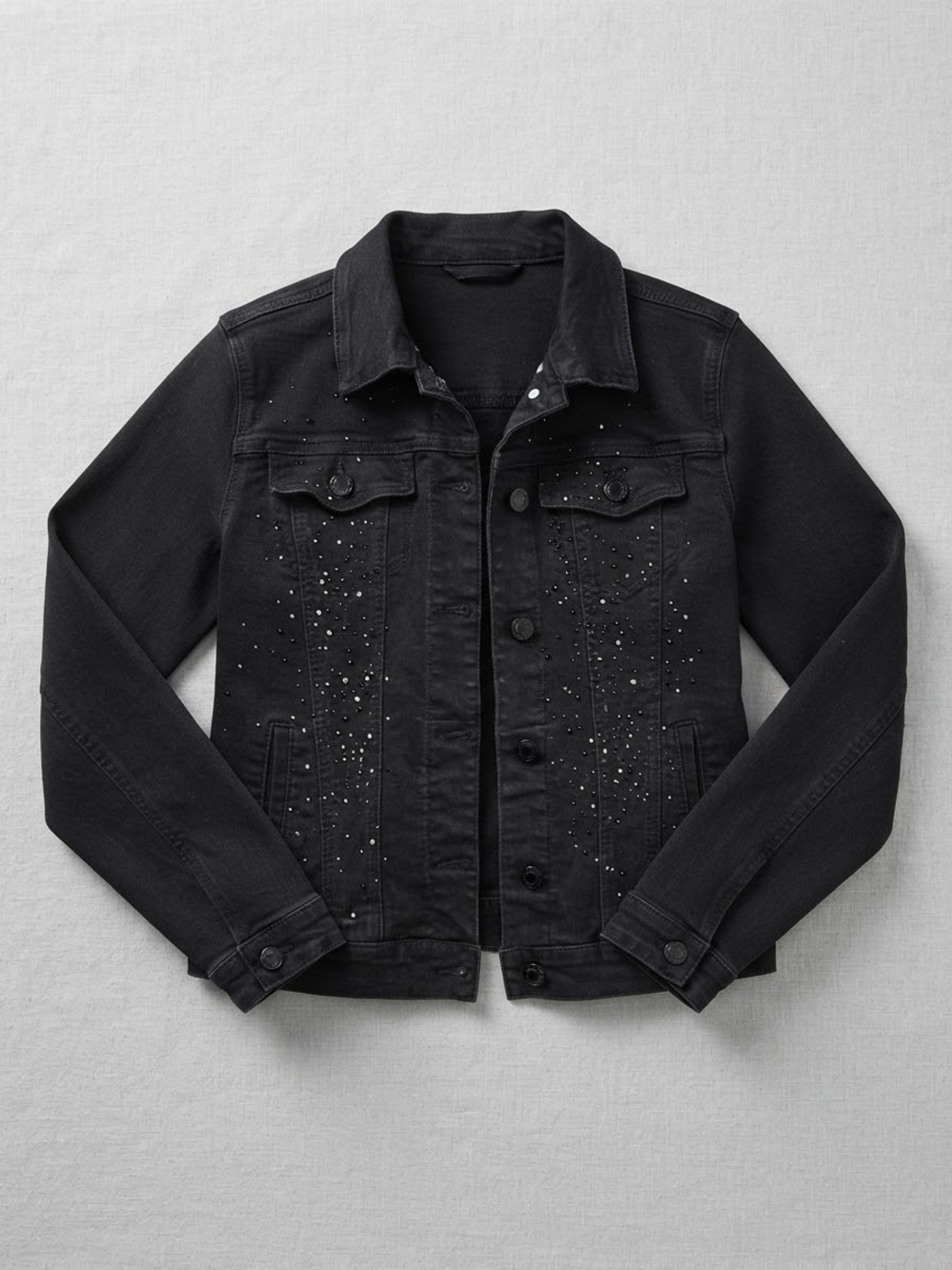 Laura Black Rhinestone Embellished Denim Jacket